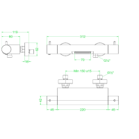 IVY Bond Badthermostaatkraan Opbouw Cascade Uitloop Geborsteld Koper PVD